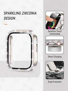 Set de 2 piezas: Banda de metal dorado de 14 mm de ancho y carcasa con incrustaciones de rhinestone, adecuado para Apple Watch Ultra 3/2/1, SE, Series 10/9/8/7/6/5/4/3/2/1, 38mm/40mm/41mm/44mm/45mm/46mm, unisex - Multicolor - Ver 7
