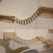 1pc Cat Bridge, Suitable For Cat Cages, Cat Trees, Cat Wall Shelves, Hanging Solid Wood Cat Climbing Rope Ladder, Cat Wall Ladder, Cat Climbing Frame, For Playing, Climbing And Resting - Ginger - View 2