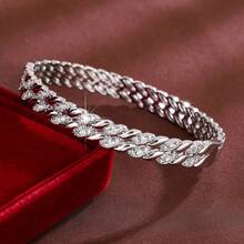 1pc Unique Double Rope Design Zirconia Inlaid Women Fashion Bracelet - Multicolor - View 3