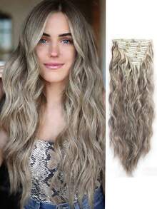 24 Inch 16 Clips Natural Curly Hair Extensions Set, 7 Pieces For Women - Black 1B - View 14