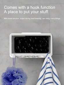 1 pieza Soporte de teléfono para ducha con control táctil giratorio 360°, soporte de teléfono impermeable y antivaho para baño, estante de almacenamiento sin agujeros para la cocina