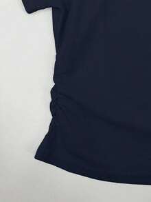 Camiseta polo de verano para mujer, camiseta deportiva casual ajustada con bordado - azul real - Ver 3