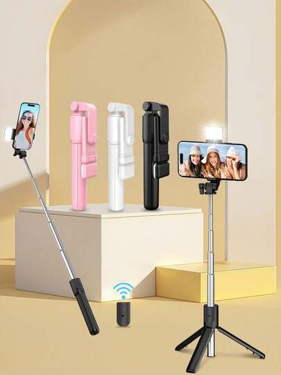 70cm Wireless Bluetooth Tripod With Built-In LED Light, 360° Rotation Wireless Remote Control, Compatible With IPhone 17/16/15/14/13/12/11/Xs/Xr/Max/Pro/E/X Plus, Galaxy S25/S24/S23/S22 Ultra, GoPro And Other Android Smartphones, Suitable For Travel And Live Streaming, Great For Couple Photos On Valentine's Day