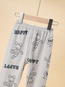 2pcs Boys Cartoon Bear Print Cotton Pajama Set, Long Sleeve Top And Pants, Sleepwear For Kids, Spring/Autumn - Grey - View 7