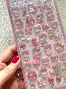 1张可爱卡通旋律动漫3D立体实心贴纸，可爱DIY手工手机装饰贴纸，女孩礼物，手工玩具。颜色和款式随机发货，可能存在一些色差。 - 彩色 - 查看 2