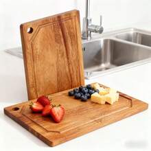 1pc Large Heavy-Duty Sandalwood Cutting Board, Food- Kitchen Chopping Board, Wooden Tray, Cheese Board With Elegant Natural Wood Grain Design, Juice Groove, Durable - Gold - View 1