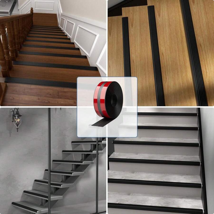 Selbstklebende rutschfeste Treppenkantenschutzstreifen, abnehmbare und aufklebbare Vinyl-Kantenschutzprofile für Innen- und Außentreppen, rutschfeste Treppenkanten, geeignet für Glas, Fliesen, Holzböden