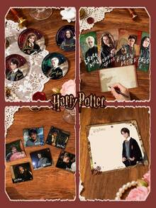 Harry Potter 一套哈利·波特主题票夹套装，包含赫敏、斯内普、马尔福、哈利等角色，1个票夹，18张贴纸，3张明信片，3个书签，15张便签，1枚徽章，适合收纳门票、书签及其他纸质物品，是送给朋友、家人、老师、学生的趣味礼物，也可作为桌面装饰，霍格沃茨主题收藏品，适合书迷和影迷。[官方授权] - 彩色 - 查看 9