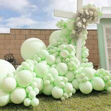 各种尺寸浅绿色气球(5英寸、10英寸、12英寸、18英寸) - 124/60/10个浅绿色加厚乳胶气球,适用于花环拱门、婴儿派对、毕业典礼、结婚纪念日、性别揭晓派对、生日派对装饰 - 淡綠色 - 查看 4
