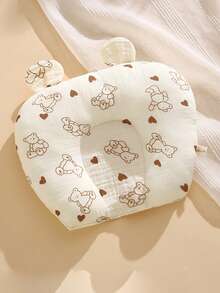 1个可爱小熊兔子造型婴儿定型枕，0-6个月，透气，新生儿头部定位枕，四季皆宜