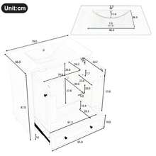 76x46x87cm Bodenstehender Badezimmerschrank Mit Waschbeck, Waschtisch, Beine Aus Massivholz, Volllackierung, Feuchtigkeits- Und Wasserdicht, Larger Stauraum, Integriertes Keramikwaschbecken, White - 白色 - 查看 2