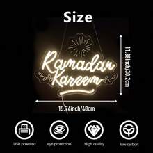 1 Peça Sinal de Néon LED Multicolorido do Ramadã, Luz Decorativa de Parede Operada por USB para Casa, Quarto, Sala de Estar, Cozinha, Loja, Restaurante, Decoração Ideal para o Festival do Ramadã e Presente de Feriado - Multicolorido - Visão 9
