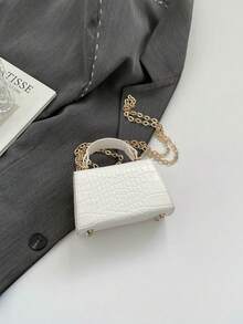 1个鳄鱼纹迷你手提包，时尚锁扣装饰单肩包，链条斜挎包，适合女孩/青少年，日常/购物/度假场合 - 彩色 - 查看 11