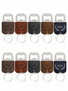 1/2/3/5/10/20pcs Personalized Leather Keychain, 2-In-1 Bottle Opener Keychain With Name, Multi-Functional Car Key Chain And Bag Charm - Multicolor - View 20