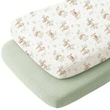 2pcs Baby Crib Sheets, Unisex, Soft & Comfortable, Suitable For Baby Crib, Moses Basket, Oval/Rectangular Pad/Mattress, Ideal Gift For Expectant Mothers