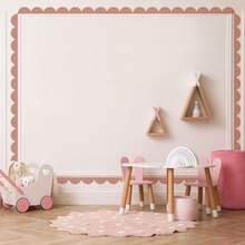Scallop Border Wall Sticker,Door Edge Scallop Decorative Art Stickers,Scallop Peel And Stick Border,For Nursery,  Bedroom Living Room Home Scandinavian Boho Painting Wall Décor. (Coffee Color) - 咖啡色 - 查看 1