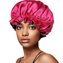 1pc Satin Reversible Sleep Cap, Silk Sleep Hat
