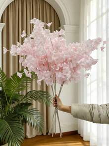 MEHELANY 3/1 枝仿真粉色苹果花枝 - 逼真仿真樱花装饰，适用于婚礼、订婚、情人节，塑料假花，可用于家居、酒店天花板、桌面、婚礼装饰、花瓶填充 - 淺粉色 - 查看 3