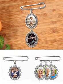 1pc Customized Photo Brooch, Personalized Gift For Groom On Wedding Day, Gold Groom Portrait Photo Brooch, Y2K Style, Cute, Colorful, Fashionable, Customizable, Unique, Ideal Gift For Her, Girlfriend, Friend, Family, Forest Tone