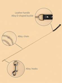 1pc Stainless Steel Pet Leash With Leather Wrist Strap, Cat/Dog Traction Chain - Multicolor - View 3