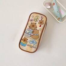 1pc Cute Cartoon Capybara Pencil Case, Large Capacity Student Stationery Bag, Desktop Storage Pouch - Multicolor - View 11