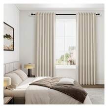 Blackout Curtains 120 Inch Length Linen Thermal Insulated - 2 Panels Beige For Bedroom, Living Room, Extra Long Blackout Drapes Rod Pocket/Back Tab - 如圖635 - 查看 6