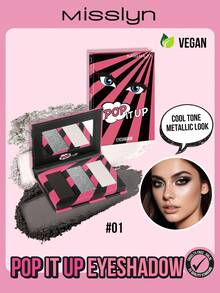 MISSLYN- UP Eyeshadow Palette, 3-Color Eyeshadow Set, Multi-Purpose, Long-Lasting, High Pigmentation, With Mirror, Includes Matte, Shimmer And Glitter Eyeshadows, Smooth Texture - #01 Midnight Chic - View 1