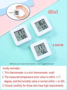 1/2pcs Mini Digital Thermometer Hygrometer, High Precision Indoor Room Temperature Humidity Meter, Wall-Mounted Fridge Thermometer, Home Essentials - White - View 1