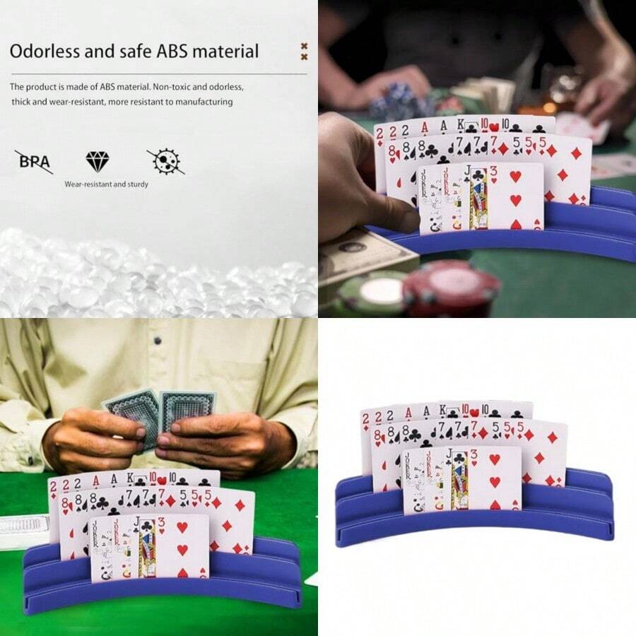 swfTitulares de cartas para jugar a las cartas un estante para cartas para niños - Stand de tarjetas portatiles de capas Jugar ayudas suministros de juegos de mesa estuche de almacenamiento coleccionedf - Azuloscuro - Ver 1
