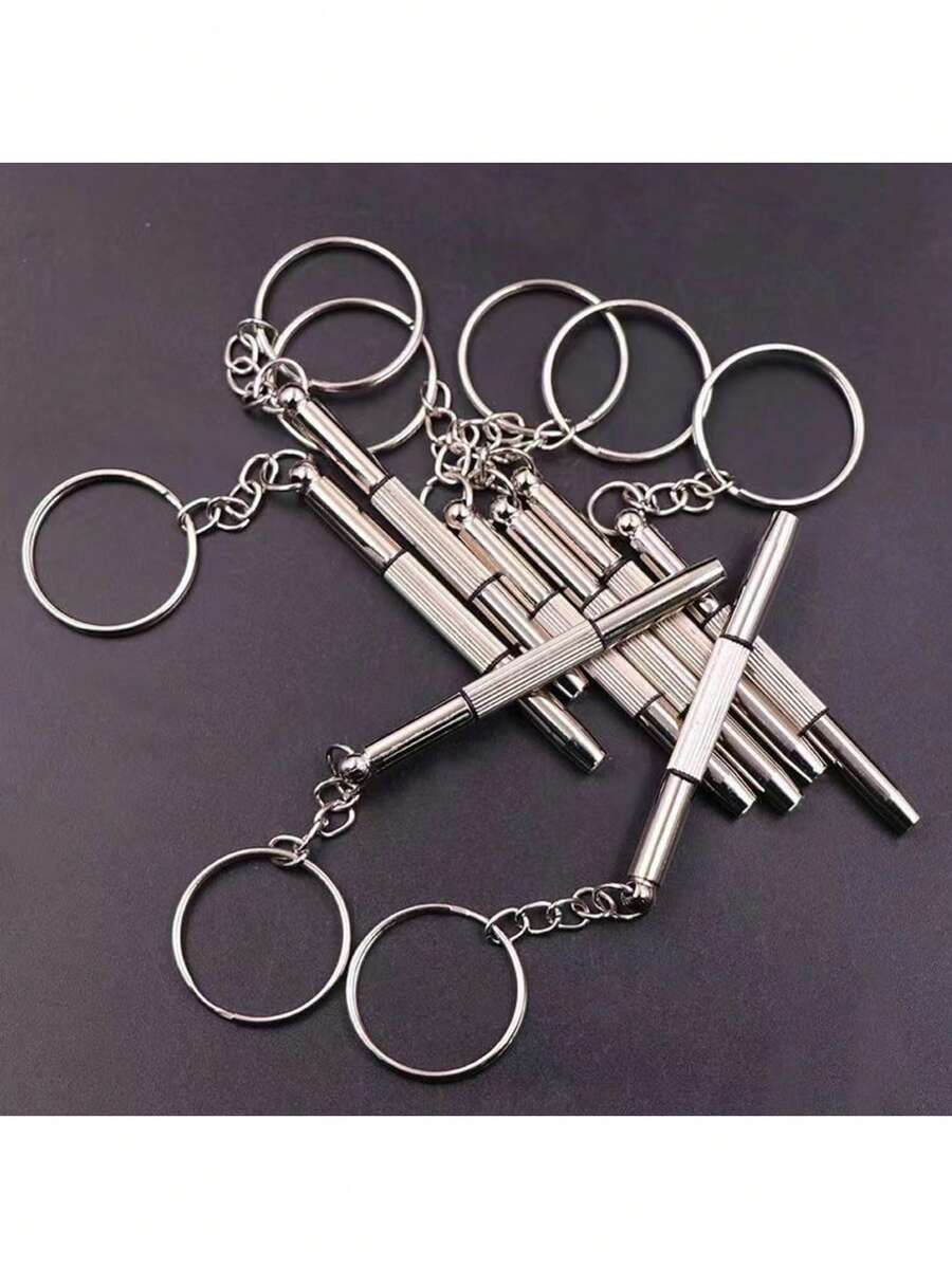 Multi-Functional Mini Screwdriver Tool Kit For Eyeglasses, Watches, And General Adjustments, Includes Flat And Cross-Head Bits - Silver - View 1