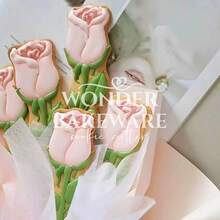 Molde de Biscoito 3D em Forma de Rosa Flor para o Dia dos Namorados, Dia das Mães, Molde de Biscoito em Forma de Rosa Cartoon, Molde de Prensagem Doméstica para Assar Flores de Rosa - flor - Visão 2