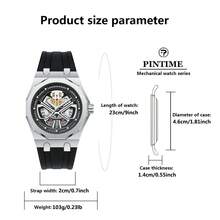 PINTIME 1pc Men's Quartz Watch, 12-Sided Case, Silicone Strap, Hollow Dial, Waterproof Luminous, Fashion Business Calendar Wristwatch, Suitable For All Occasions, Looks Great On Any Man - Một cỡ - Xem 2