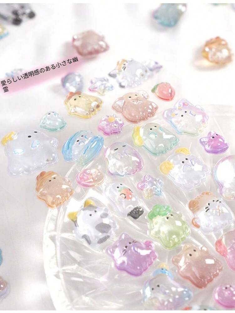 Cute 3D Crystal Rabbit Stickers, Children's Cartoon Handmade Craft Reward Stickers, Phone Album Stickers, Decorative Stickers Gifts. Home Room Decor, Party Decor, Birthday Gifts, Various Holiday Gifts, Fashionable. Fashionable Item. DIY. - Multicolor - View 3