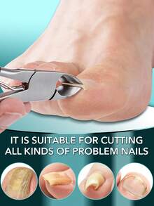1个宽口指甲钳，适用于厚指甲，可用于修剪嵌甲，不锈钢材质，指甲剪，修脚工具 - 黑色 - 查看 2