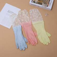 3/1pc Silicone Cleaning Gloves, Washing Gloves, Dishwashing Gloves With Extended Cuffs, Suitable For Kitchen, Bathroom, Home - Pink - View 6