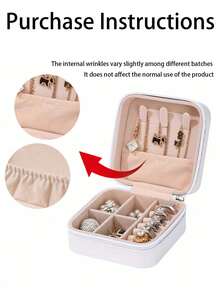 1pc Travel Jewelry Box, Portable Jewelry Organizer, Makeup Brush Storage Box, Large Capacity Desktop Organizer, Multi-Functional Storage Box For Rings, Necklaces, Earrings, Travel, Business Trip, Beach, Gift For Girlfriend , Makeup Room Decor - Multicolor - View 12