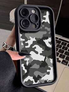 Camo Camouflage Painted Groove New Black Anti-Fall Thick Minimalist Fashion Case Compatible With IPhone 16 ProMax / 13, 16, 15, 15 ProMax, 14, 13, 12, 11, XS, XR, 7/8, 7/8 Plus, 12 ProMax, 13 ProMax, 14 ProMax, 13, 14, 11, 12, 14 Women Soft Anti-Fall XS/S/XS Max/7/8 Plus Phone Case Cover - Nhiều màu 3 - Xem 2