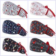 1pc Long Hair Nurse Cap, Women's Surgical Cap, Printed Work Hat With Sweatband, Elastic Bowknot Design, Suitable For Nurses, Beauty Salons, Dentists, Veterinarians, Casual Polyester Bowknot Work Cap, Nursing Accessories, Women Surgical Cap, Long Hair Cap, Suitable For School, Office, Home, All Seasons - Multicolor - View 12