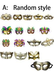 6pcs Mardi Gras Masks, Made Of Cardboard, For Masquerade Ball Decoration, Carnival Decor, Home Accents, Party Hanging Decorations, Themed Parties, Venetian Carnival Performance & Photo Props - 彩色 - 查看 2