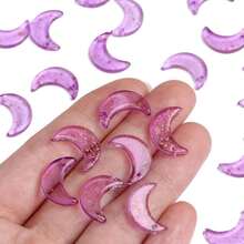 50pcs Colorful Moon Glass Beads DIY Earrings Bracelet Accessories Crystal Gradient Color With Hole Moon Beads DIY Jewelry Making - 紫羅蘭色 - 查看 1