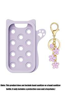Bộ 2 món/1 món/set gồm: Nắp bảo vệ chai xịt nước rửa tay 30ml (1oz), 26 chữ cái hoa văn đính ngọc trai dùng làm phụ kiện trang trí túi xách, và nắp bảo vệ chống rơi, chống va đập hình tai chuột bằng silicon, thiết kế vòng tay ngọc trai, dễ dàng mang theo khi đi du lịch, có thể dễ dàng treo trên túi xách, chìa khóa hoặc ba lô trẻ em, chống mài mòn, chống thấm nước, có thể giặt và tái sử dụng. - Màu tím - Xem 21