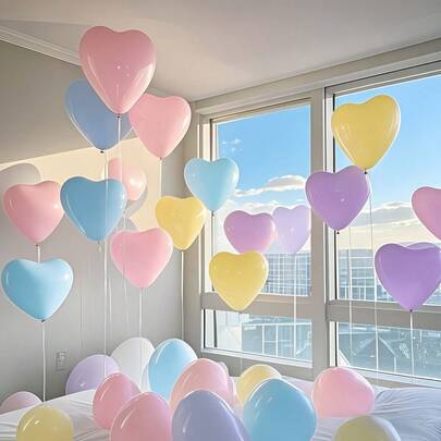 50 piezas Globos con forma de corazón de macarrón, diseño de corazón colorido, decoración para baby shower, cumpleaños, Día de San Valentín, Día de la Madre, Pascua, decoración festiva, suministros para fiestas, decoración temática, globos de colores, globos de celebración, globos para eventos, baile de graduación