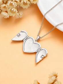 1pc Photo Frame Necklace, Rabbit Heart Shaped Box Necklace, Fashionable & Minimalist, Suitable For Valentine's Day/Anniversary Gift - Necklace 1100 - View 1