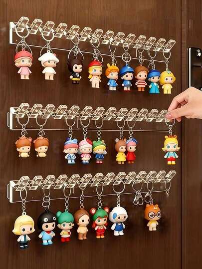 1Pack Wall-Mounted Transparent Acrylic Jewelry Organizer Hooks - Heavy-Duty Polished Plastic Wall-Hanging Hooks Suitable For Keychains, Rings, Earrings - Space-Saving Storage For Bathroom & Bedroom, Minimalist Decor, Ideal For