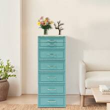 Futchoy 6 Tiers Bathroom Storage Cabinet Dresser, Narrow Plastic Rolling Cart Organizer With Drawers, For For Small Spaces, Closets, Bedroom, Bathroom & Laundry (Blue) - 藍色 - 查看 6