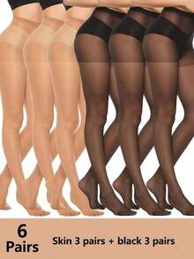 1pc 20D Sheer Black Opaque Tights, Ultra-Pantyhose High Waist Long Socks Reinforced Toe, Suitable 40-60kg - 彩色 - 查看 4
