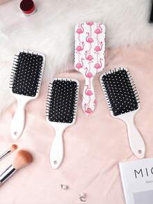 1pc Classic European Style Animal Series Air Cushion Comb, Featuring Elegant European Style Animal, Lucky Bird, Flamingo Pattern Design, Straight Hair Comb, Made Of PC+TPU Material