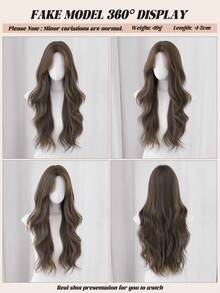 NAMM 1 PC Long Wig For Women 28 Inch Soft Brown Loose Wave Wig With Certain Bangs, Synthetic Fluffy Natural Realistic Full Machine Wigs For Beginners , Daily And School Wear Elegant All-Match Fashion Hair Accessories Wig - Brown - View 6