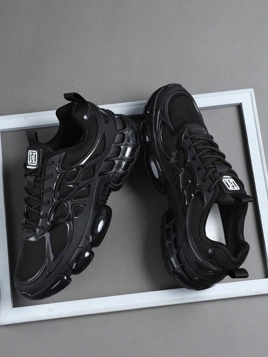 Giày nam casual thời trang, giày thể thao nam buộc dây cổ điển, giày thể thao nam cá tính, giày casual phong cách đường phố. - màu đen - Xem 1