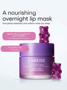 Laneige 唇部睡眠面膜三件套（浆果味 20g，小熊软糖味 20g，甜糖果味 20g），凝胶霜质地，柔滑不粘腻，夜间深层修护，持久保湿，韩妆，韩国彩妆
